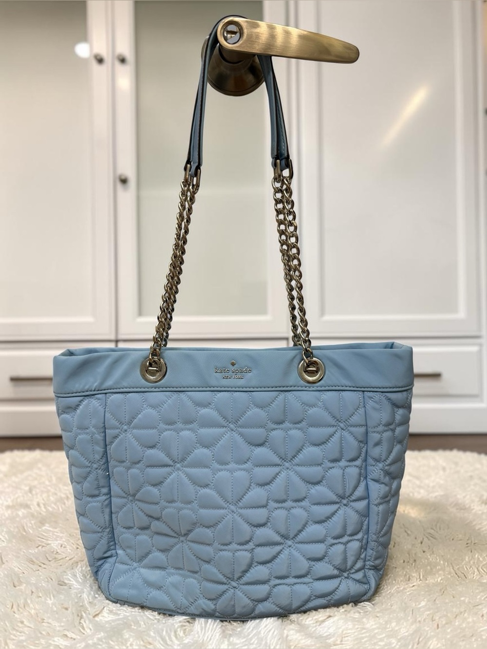 kate spade Light Blue Quilted Chain-Handle Tote